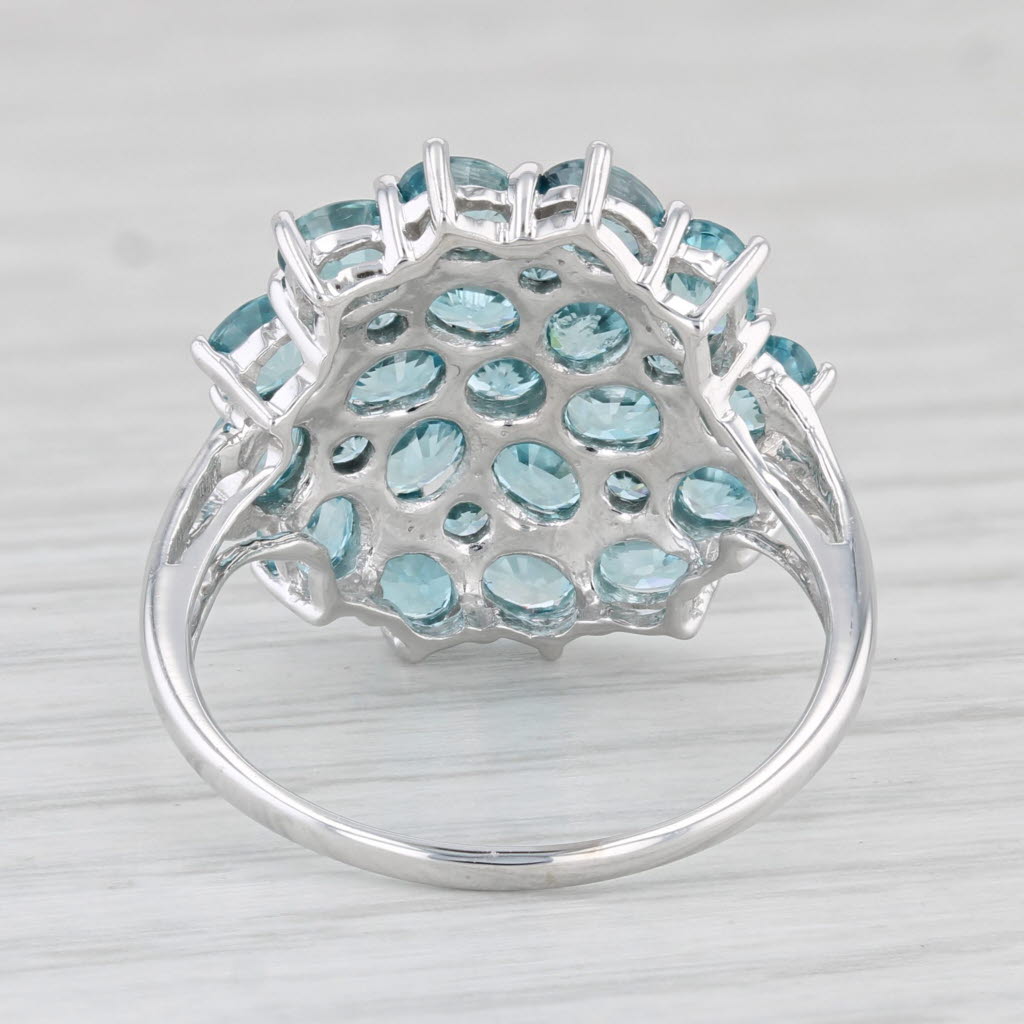 Light Gray 4.85ctw Blue Zircon Cluster Ring 10k White Gold Size 8.25 Cocktail