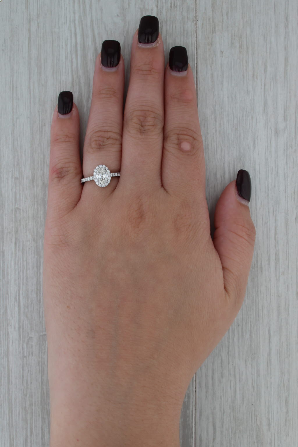 GIA 1.05ctw Diamond Oval Halo Engagement Ring 14k White Gold Size 6.5
