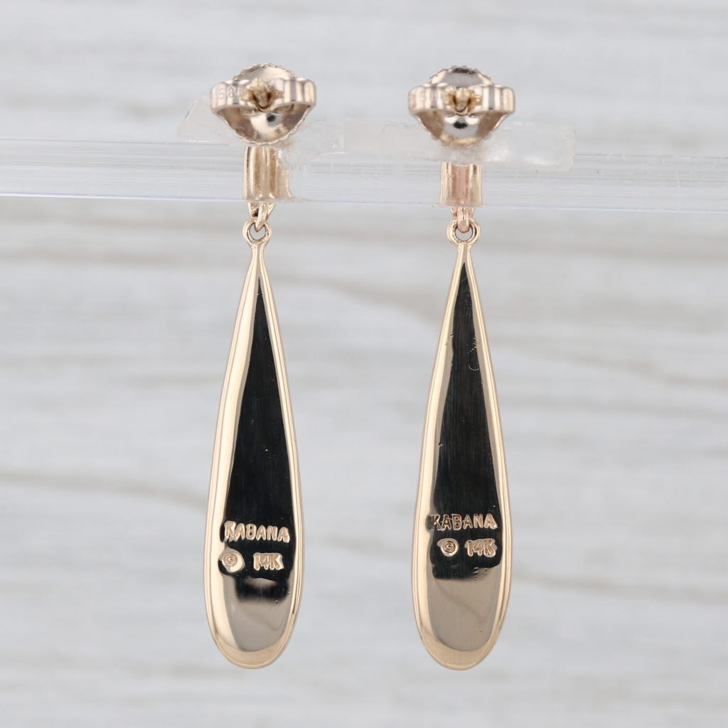 Kabana Oyster Shell Teardrop Dangle Earrings 14k Yellow Gold Drops