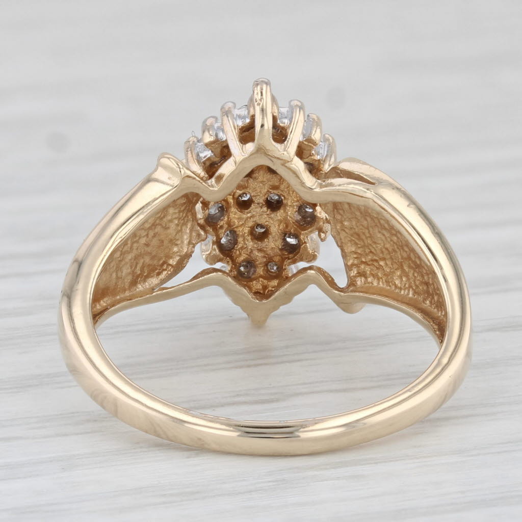 Light Gray 0.16ctw Diamond Cluster Ring 10k Yellow Gold Size 7.25