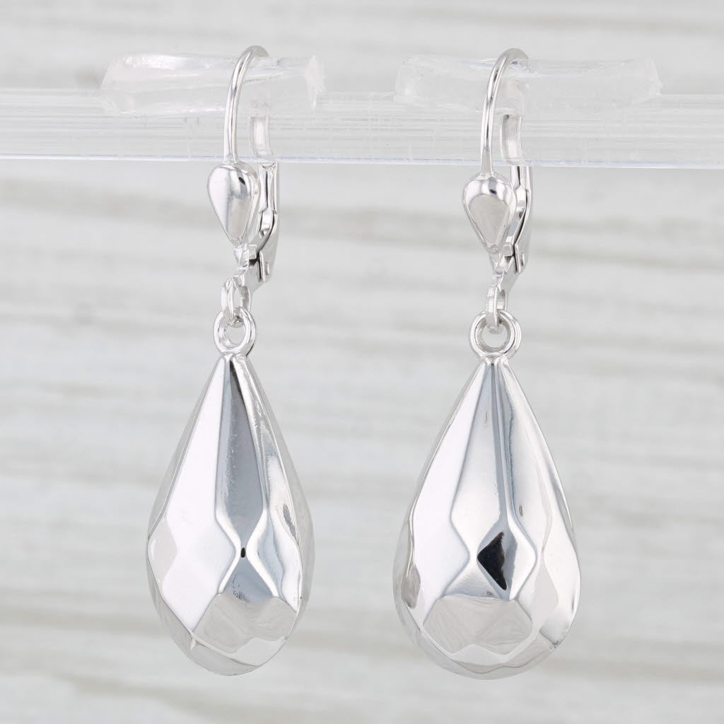 Light Gray Milor Teardrop Earrings 14k White Gold Pierced Dangles