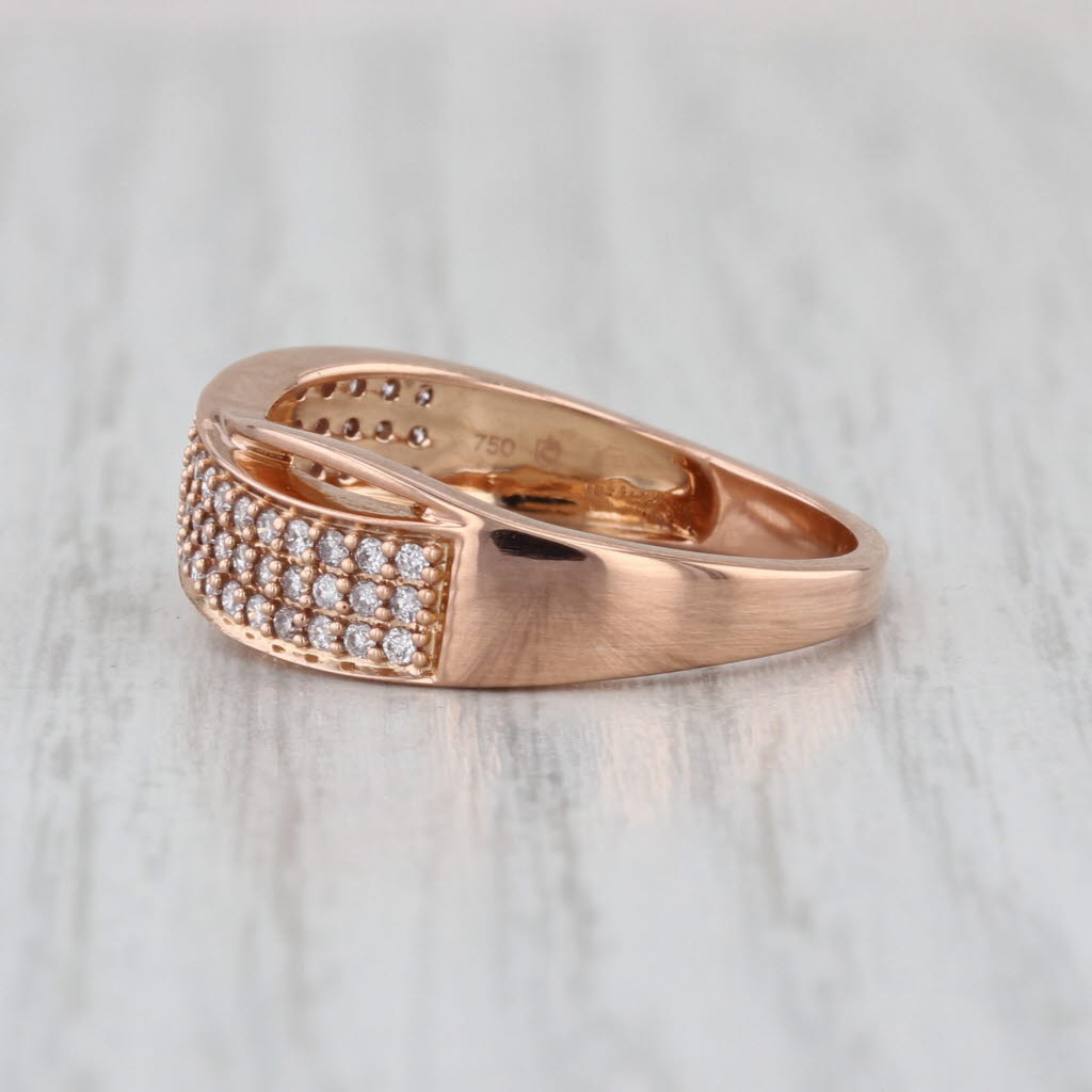 0.33ctw Pave Diamond Overlay Bypass Ring 18k Rose Gold Wedding Anniversary Band