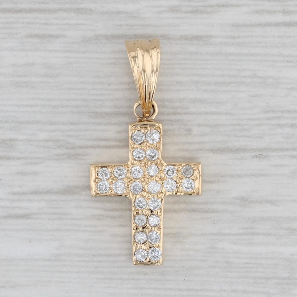 Gray 0.14ctw Diamond Cross Pendant 18k Yellow Gold Small Drop