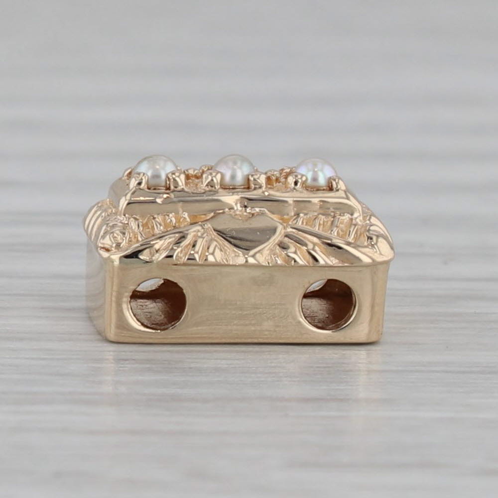 Gray Cultured Pearl Slide Bracelet Charm 14k Yellow Gold Vintage Richard Glatter