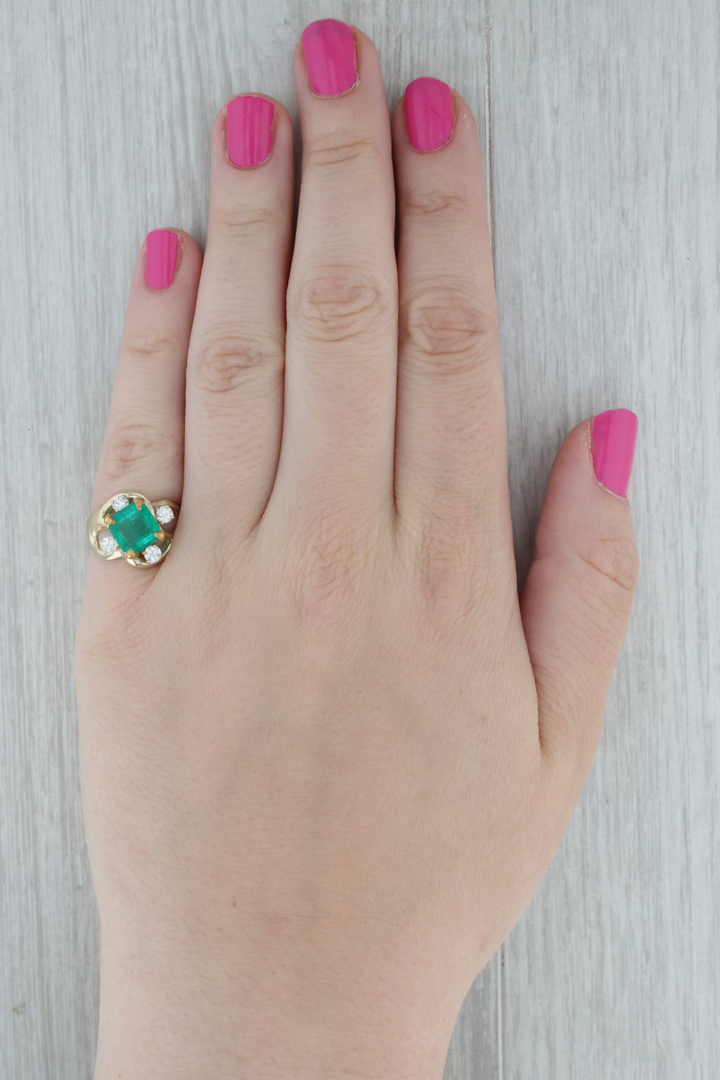 Dark Gray 2.57ctw Emerald Diamond Ring 14k Yellow Gold Size 6