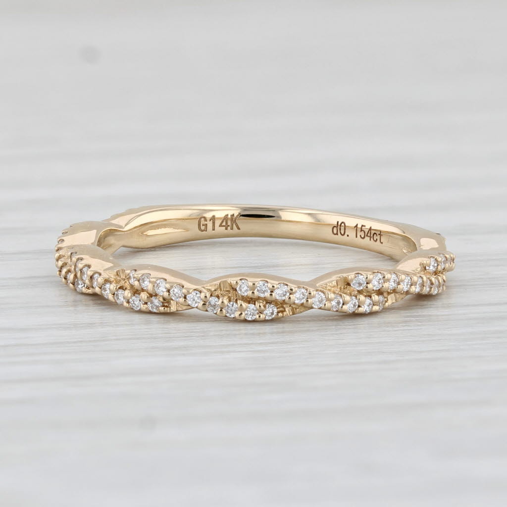 Light Gray New 0.15ctw Stackable Diamond Ring 14k Yellow Gold Wedding Band Size 6.25