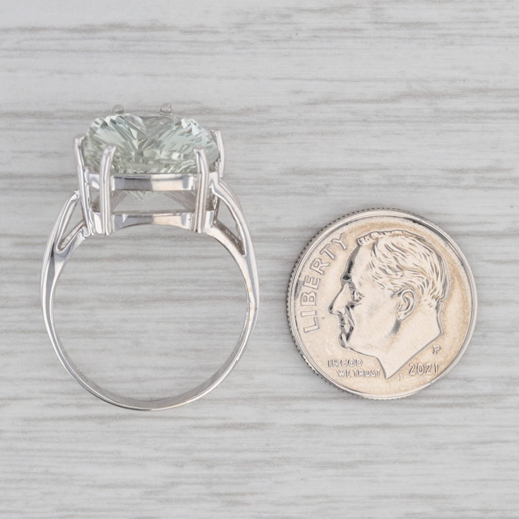 Gray 1.90ct Prasiolite Amethyst Triangle Solitaire Ring 10k White Gold Size 8.25