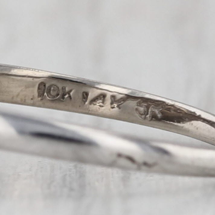Vintage Diamond Princess Hearts Ring 10k 14k White Gold Size 6.5