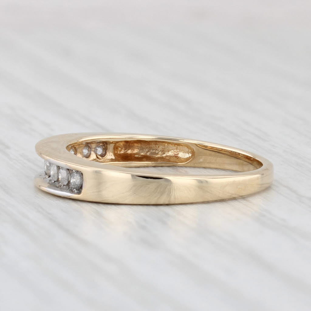 Light Gray 0.24ctw Diamond Wedding Band 10k Yellow Gold Stackable Anniversary Ring