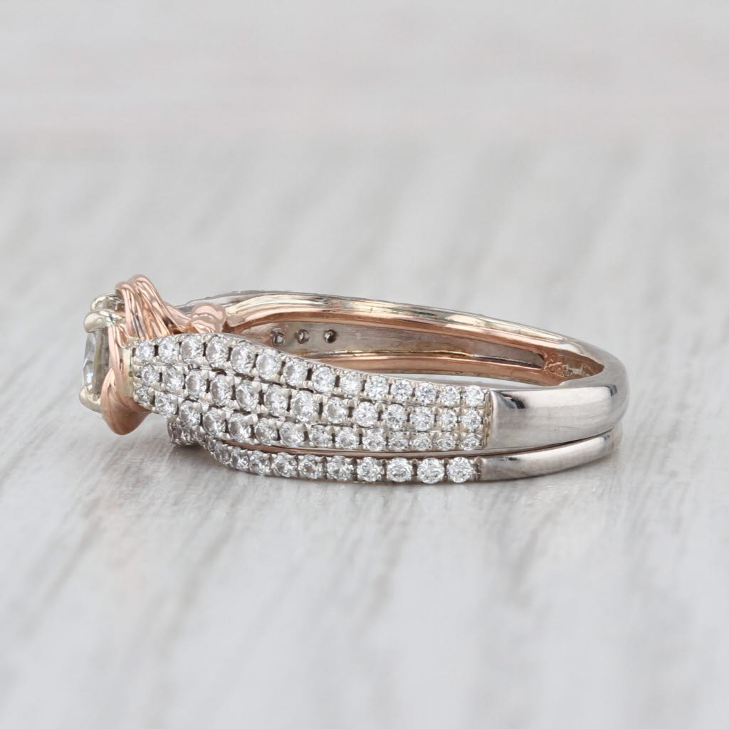 1.53ctw Diamond Engagement Ring Wedding Band Bridal Set 14k Rose White Gold
