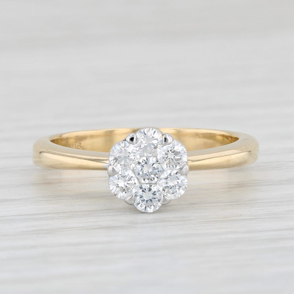Light Gray 0.27ctw Diamond Flower Cluster Engagement Ring 18k Yellow Gold Size 6.5