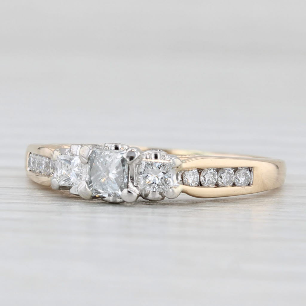 Light Gray 0.61ctw Princess Diamond Engagement Ring 14k Yellow Gold Size 7