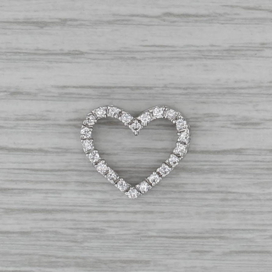 0.49ctw Cubic Zirconia Open Heart Pendant 14k White Gold Floating Drop