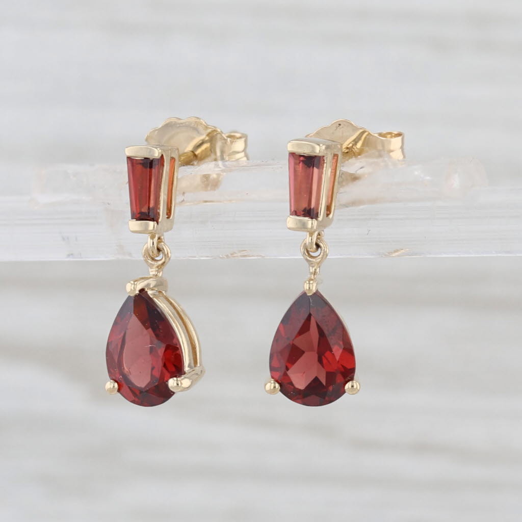 1.97ctw Garnet Teardrop Dangle Earrings 14k Yellow Gold Drops