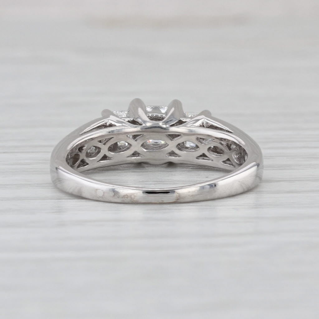 0.98ctw Emerald Cut 3-Stone Diamond Engagement Ring 18k White Gold Size 6.75