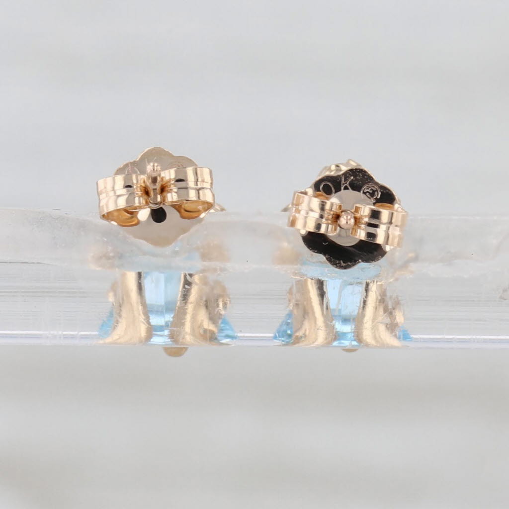 2.06ctw Blue Topaz Heart Stud Earrings 10k Yellow Gold Studs Cubic Zirconias