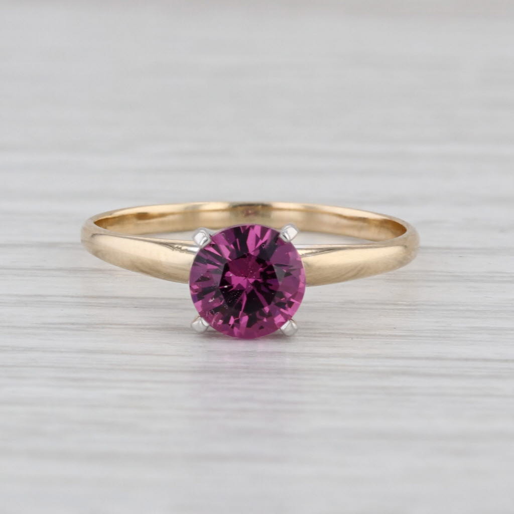 1.10ct Pinkish Purple Rhodolite Garnet Solitaire Ring 14k Yellow Gold Size 8