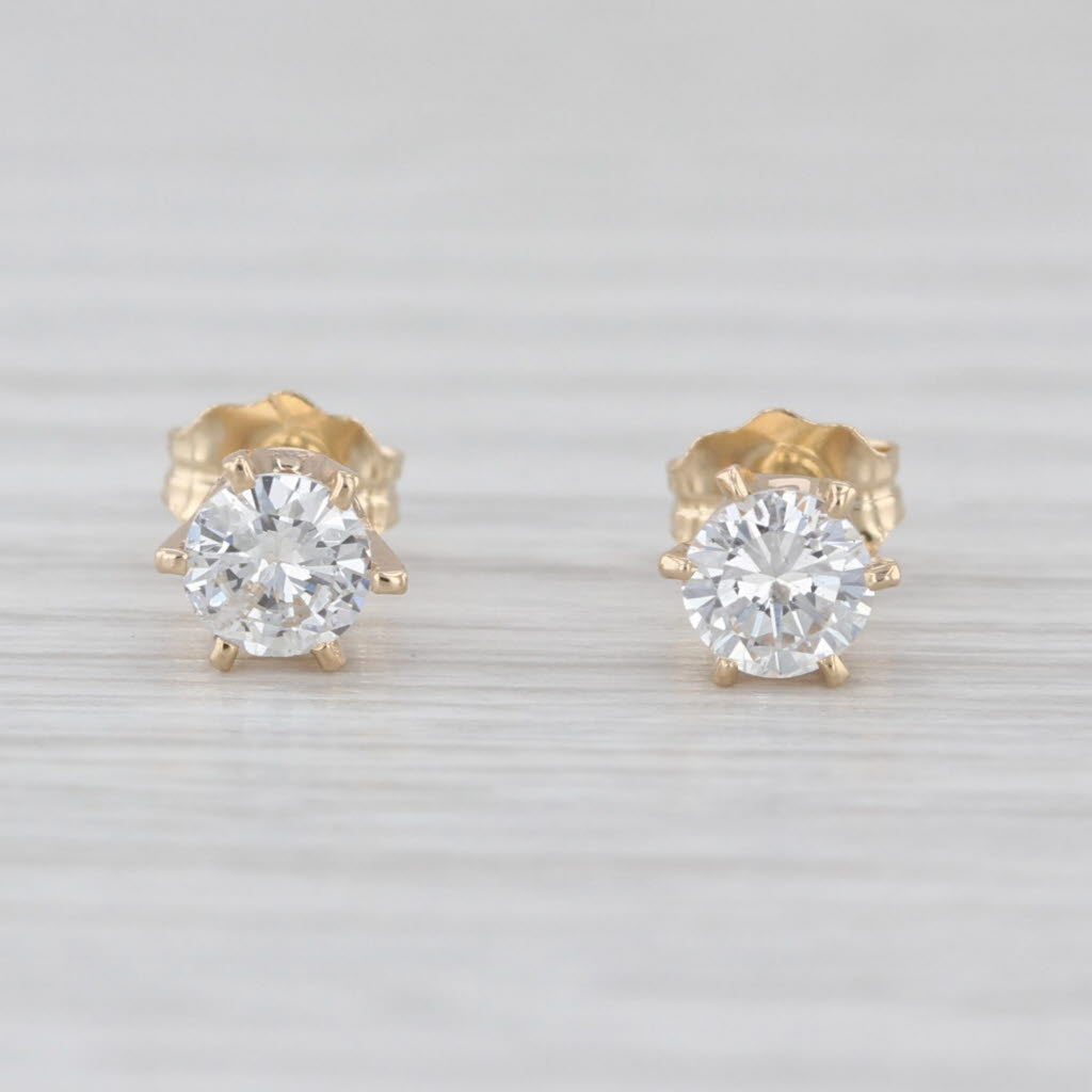0.50ctw Round Diamond Solitaire Studs 14k Yellow Gold Stud Earrings