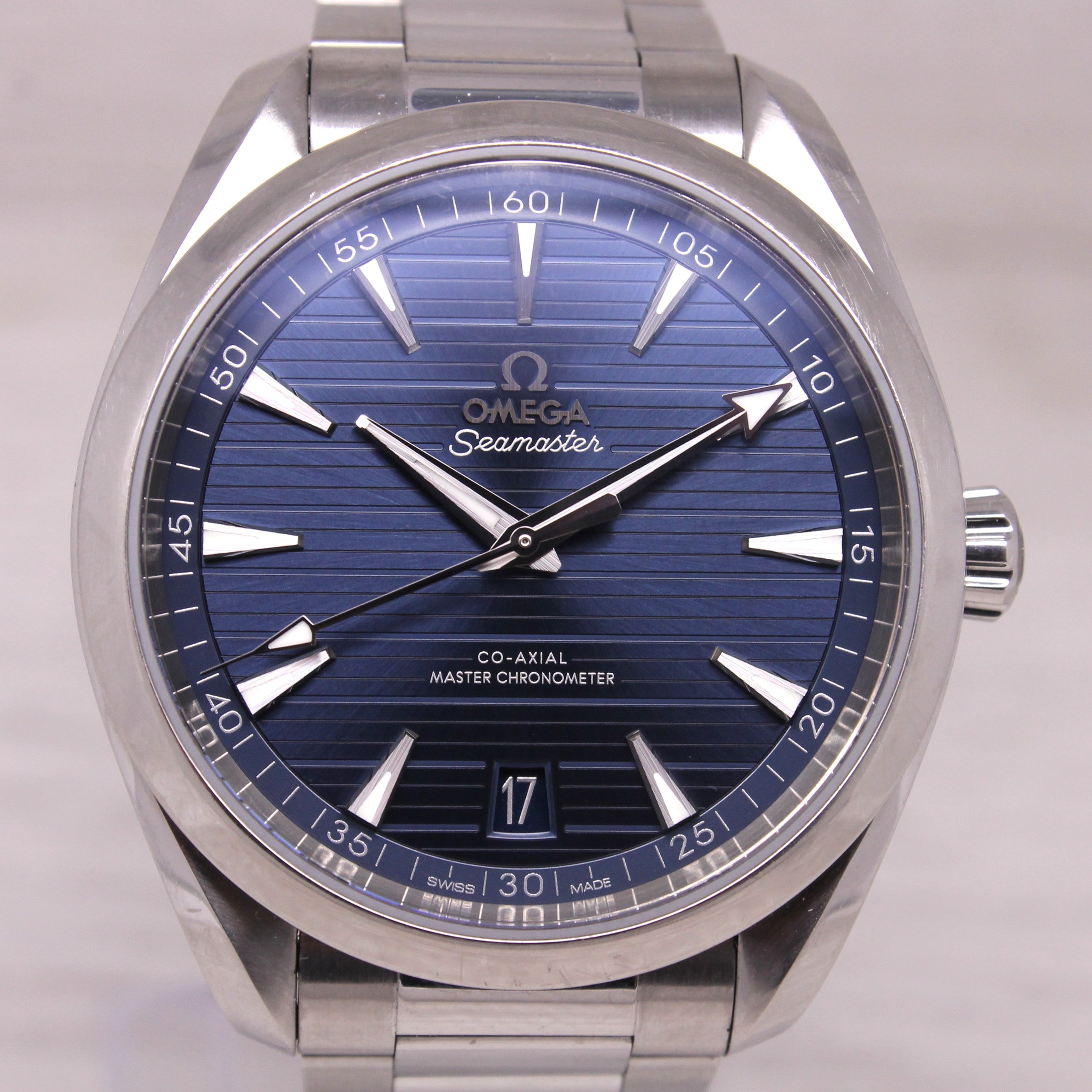 Omega Seamaster Aqua Terra Mens 41mm Steel Automatic Watch w Box Cards Full Set