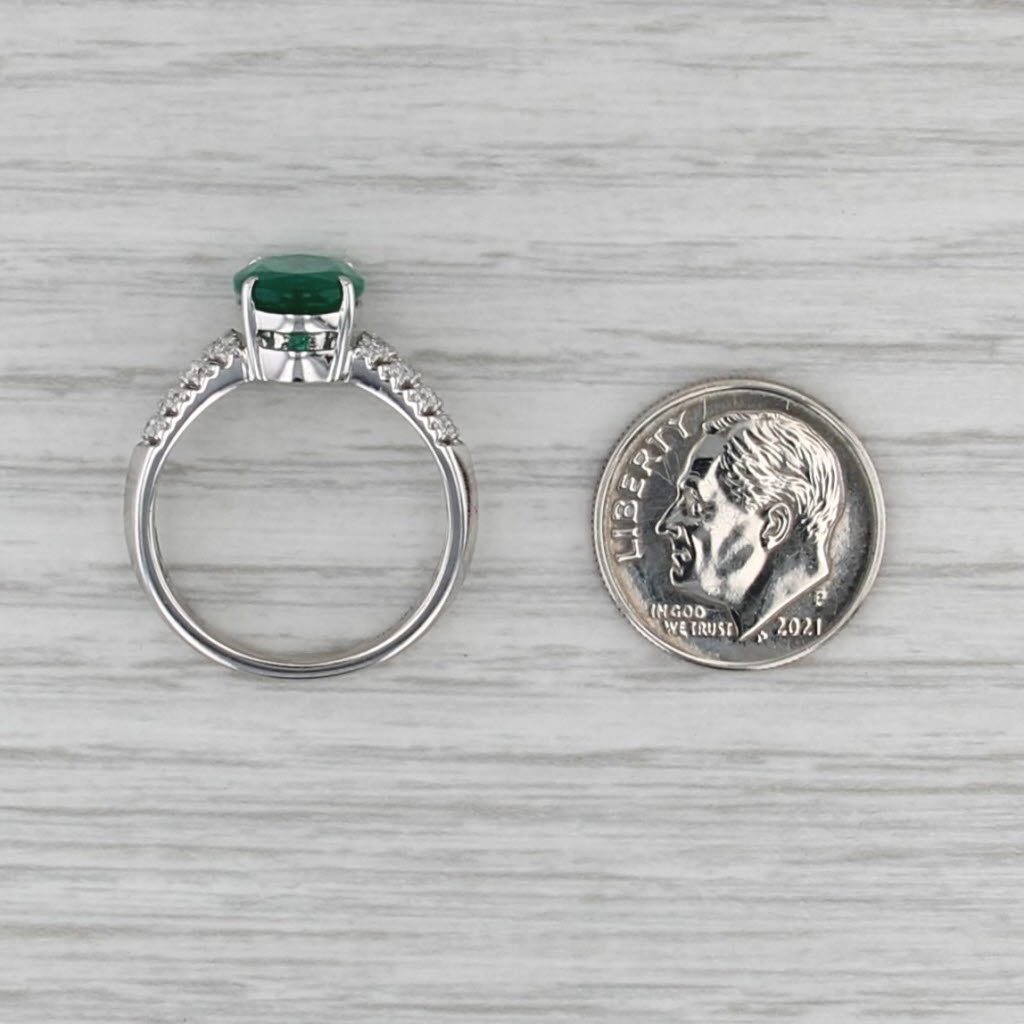 2.33ctw Oval Emerald Diamond Ring 14k White Gold Size 7.25 Engagement