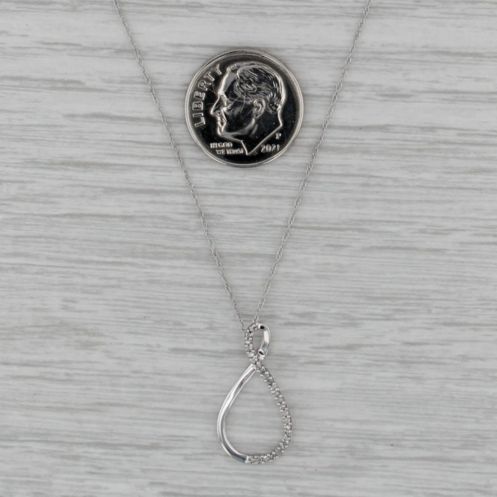 Diamond Figure-8 Infinity Knot Pendant Necklace 10k White Gold 18" Rope Chain