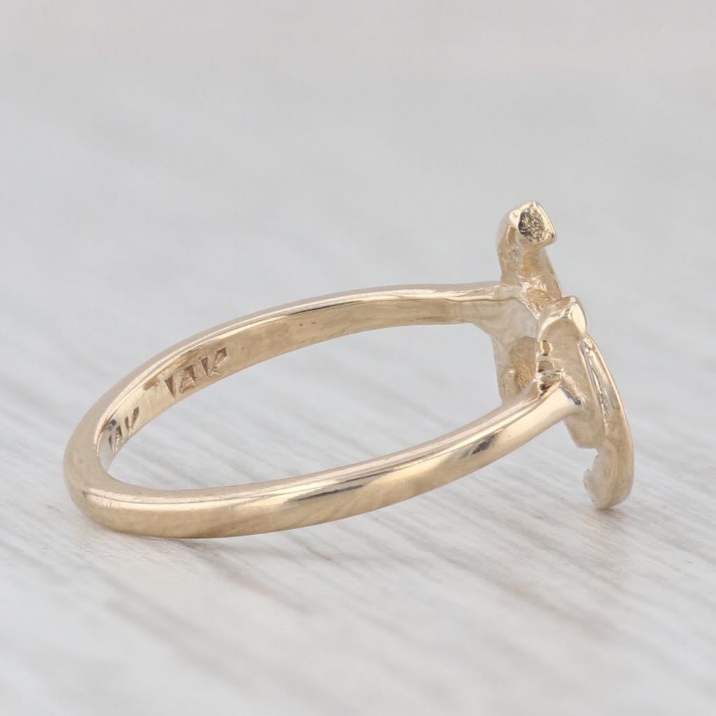 Interlocking Horseshoes Ring 14k Yellow Gold Small Size 2 Good Luck Western