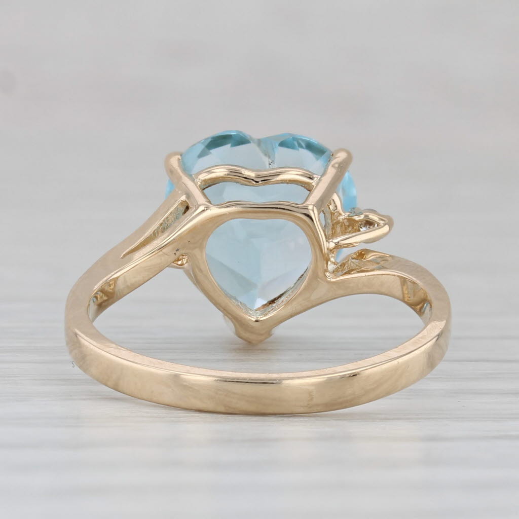 Gray 5.03ctw Blue Topaz Heart Ring 10k Yellow Gold Size 7 Diamond Accents