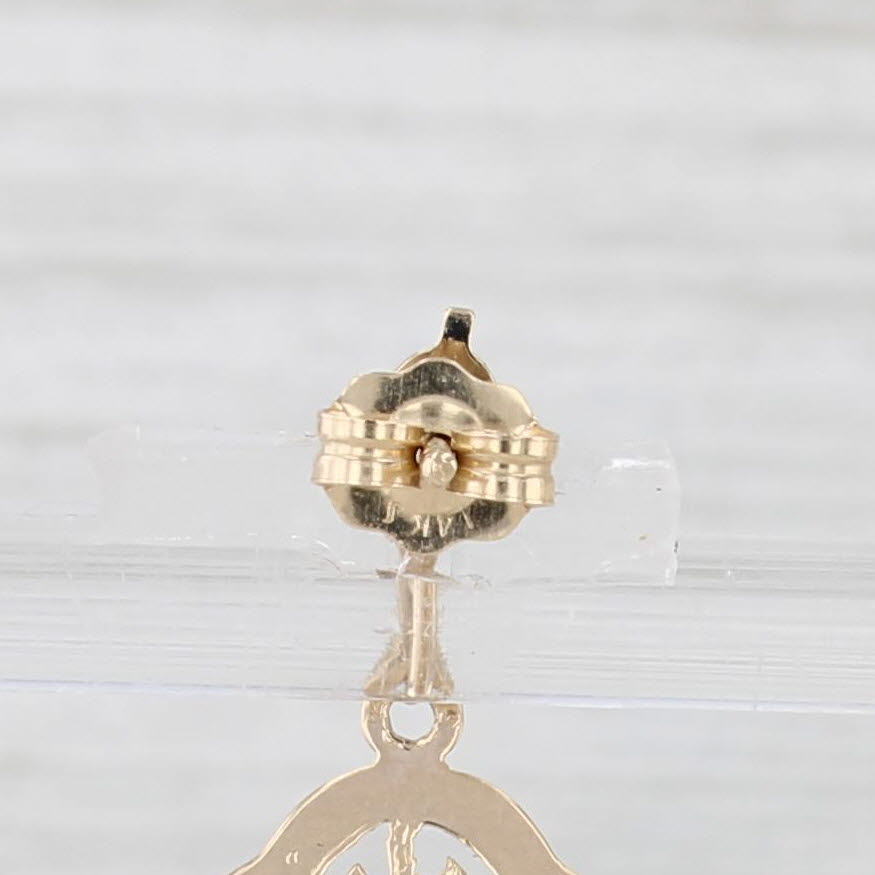 Light Gray Opal Dangle Earrings 14k Yellow Gold Round Cabochon Drops