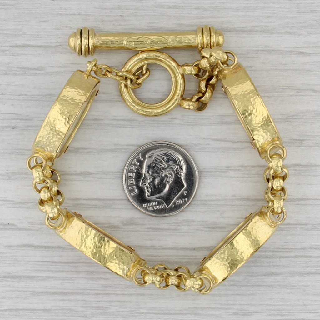 Elizabeth Locke Venetian Intaglio Bracelet 19k Gold 7.5" Glass Mother of Pearl