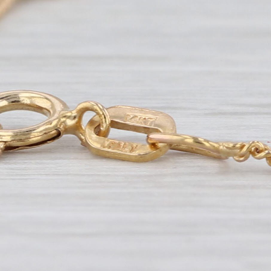 Clover Flower Station Ankle Bracelet 14k Yellow Gold 9" Anklet Curb Chain