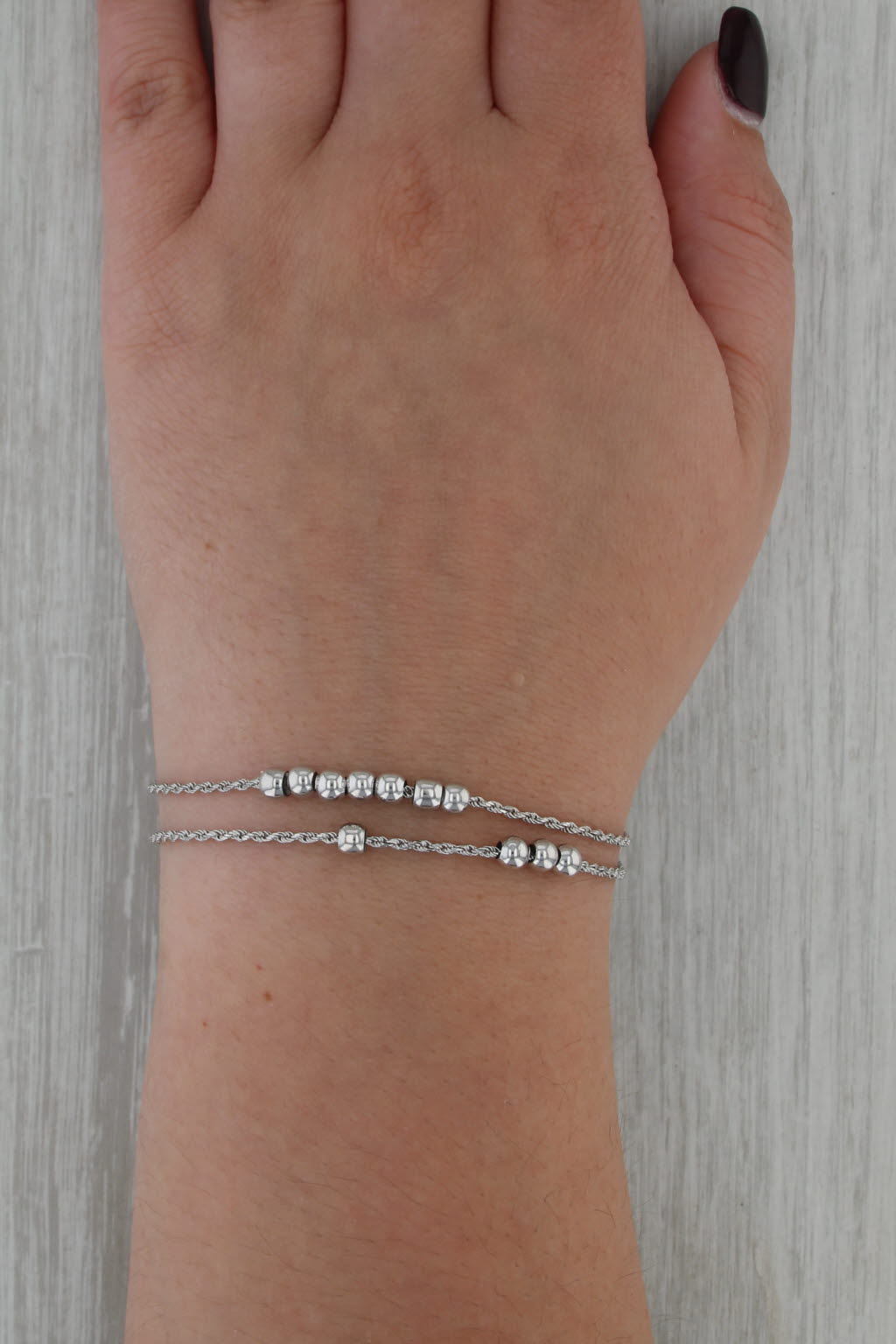 Richard Glatter Slide Charm Bracelet Bead Stoppers 8" Double Rope Chain