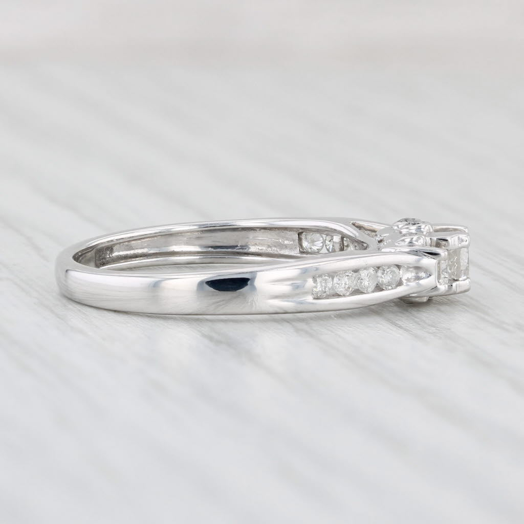 Light Gray 0.37ctw Round 3-Stone Diamond Engagement Ring 10k White Gold Size 7