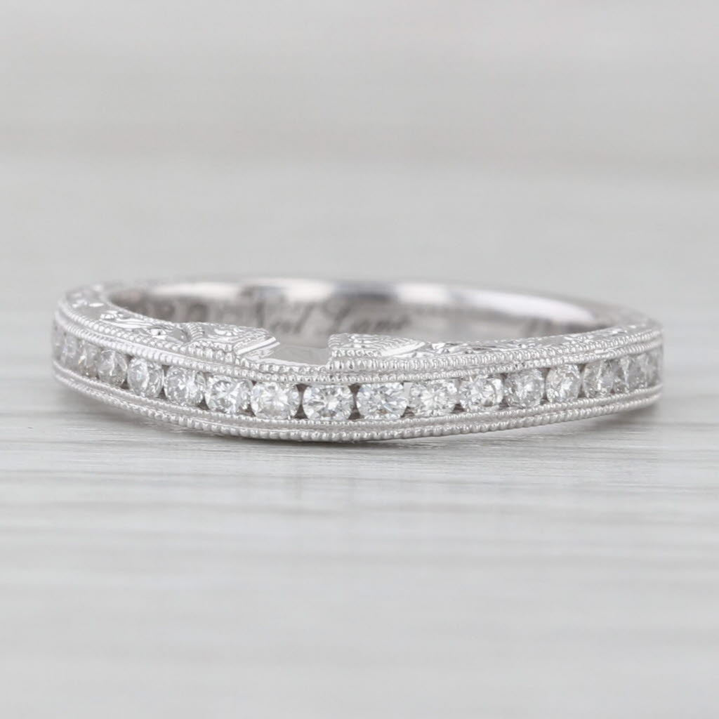 Light Gray Neil Lane 0.48ctw Diamond Wedding Band 14k White Gold Ornate Pattern Ring