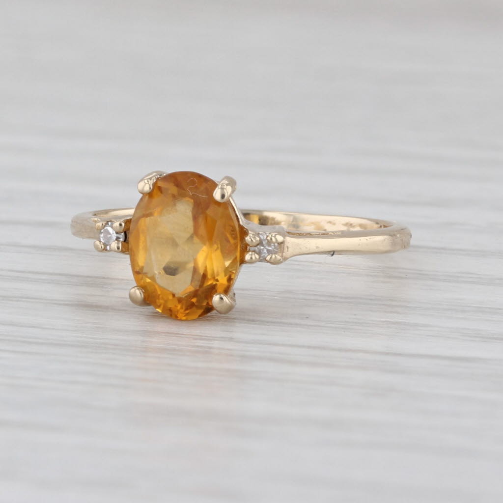 1.15ctw Oval Citrine Diamond Ring 10k Yellow Gold Size 6.25