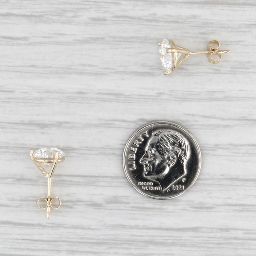 New 3.06ctw IGI Lab Grown Diamond Stud Earrings 14k Gold Studs Round VS1 E