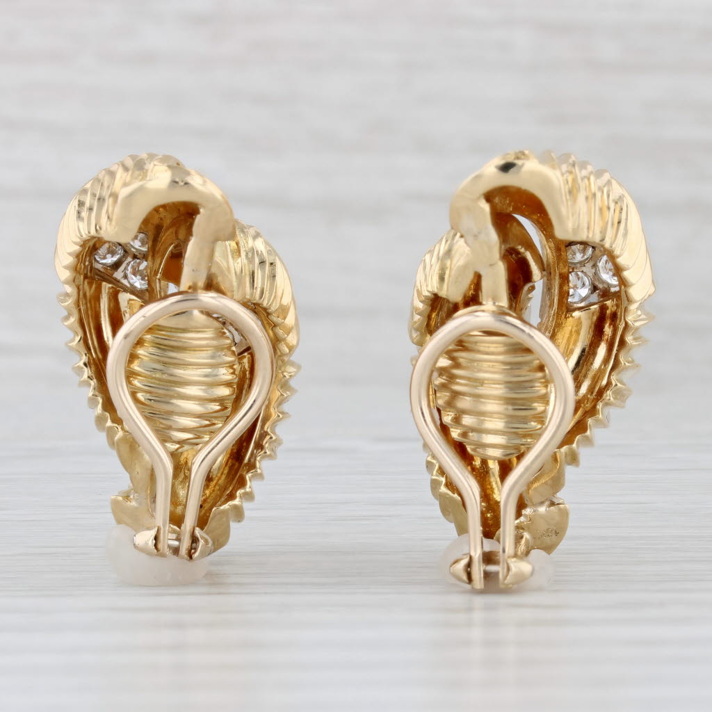 Light Gray 0.46ctw Diamond Heart Half Hoop Earrings 18k Yellow Gold Clip-On Statement Drops