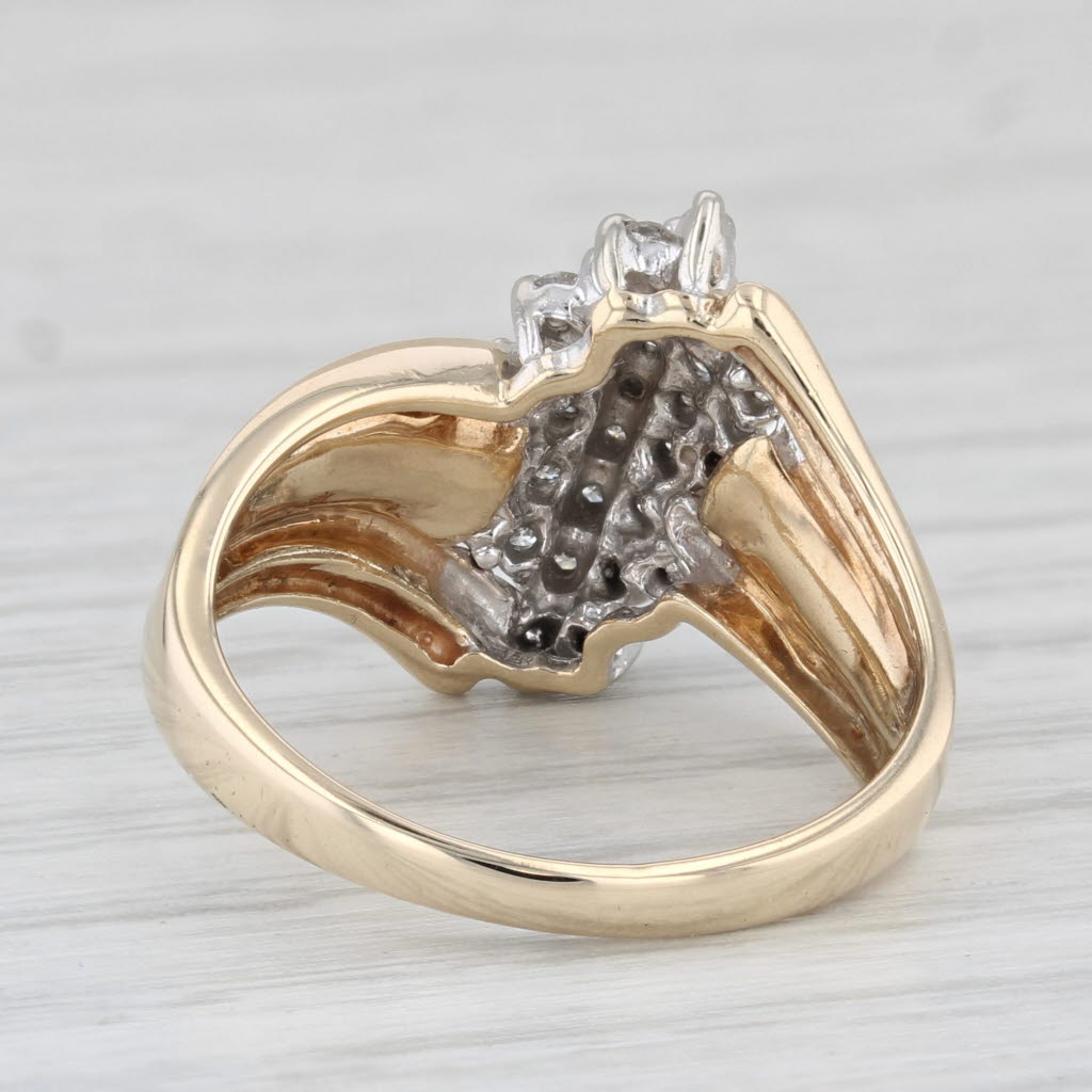 Light Gray 0.33ctw Diamond Cluster Bypass Ring 10k Yellow Gold Size 7