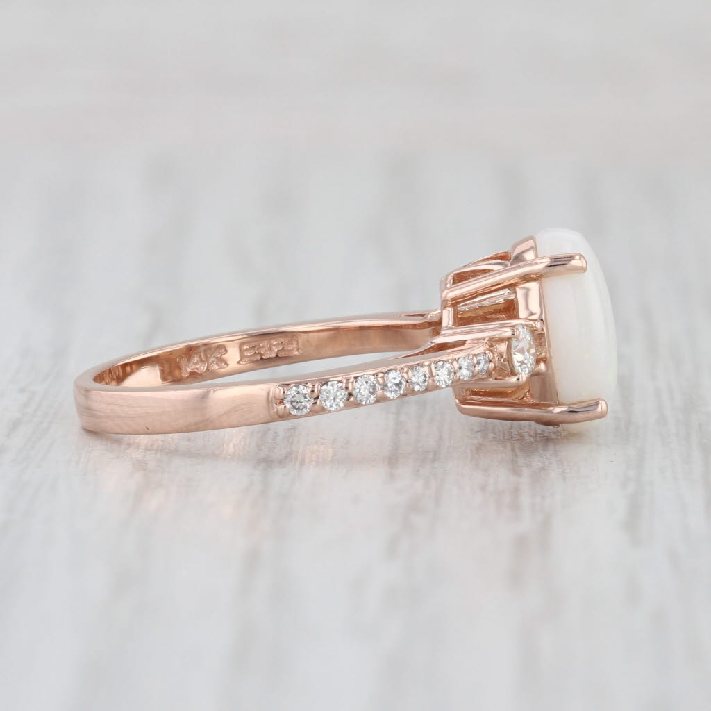 Effy Oval Opal Cabochon 0.30ctw Diamond Ring 14k Rose Gold Size 7.25