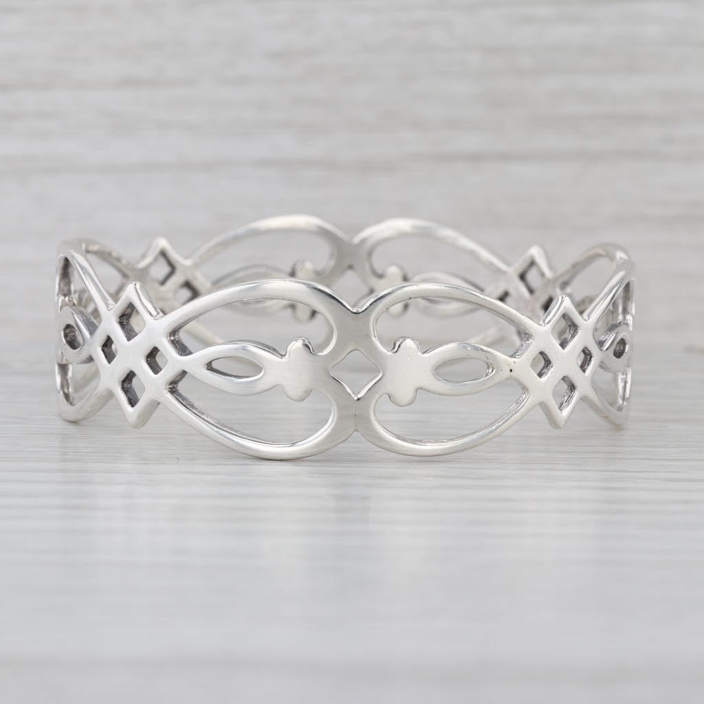 Openwork Bangle Sterling Silver Bracelet 7.25"