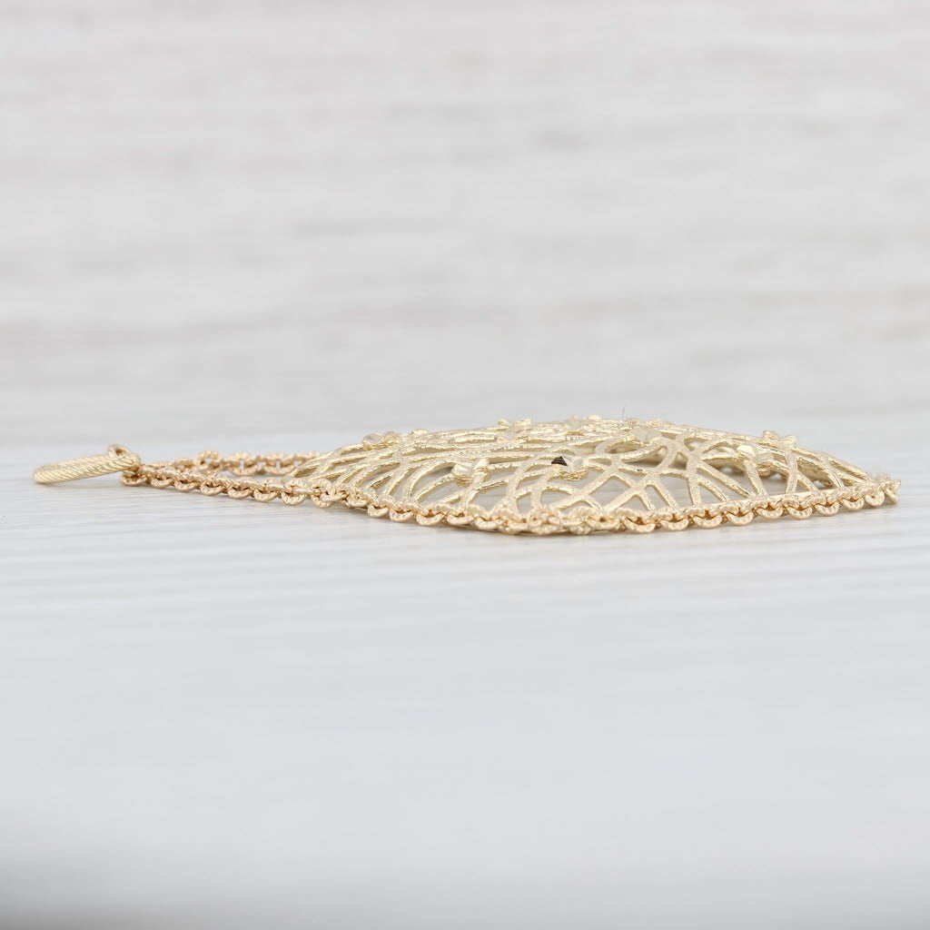 Light Gray Openwork Statement Pendant 14k Yellow Gold