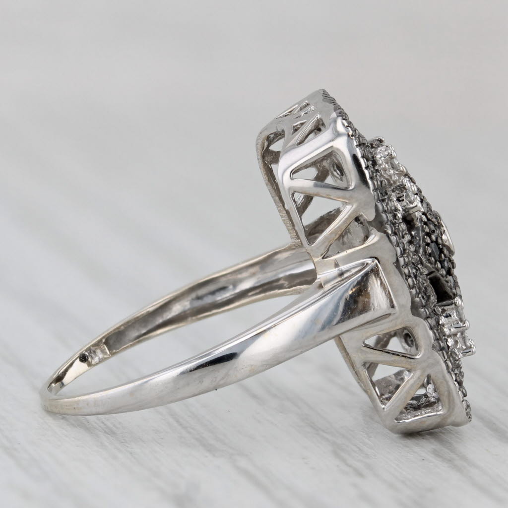 Gray 0.37ctw Black White Diamond Ring 14k White Gold Size 6.75