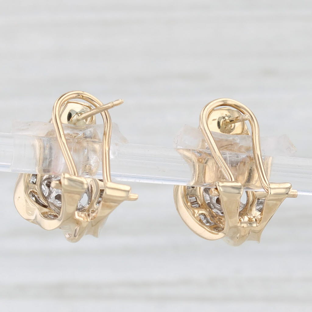 Light Gray 0.24ctw Diamond Cluster Knot Drop Earrings 10k Yellow Gold Omega Backs