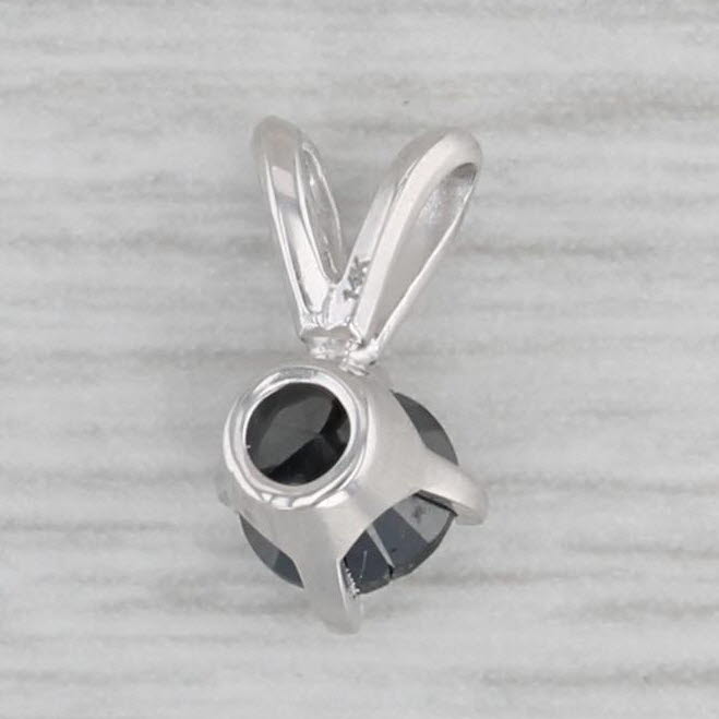 Gray New Small 0.40ct Black Diamond Pendant 14k White Gold Round Solitaire