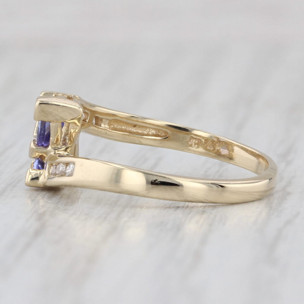 0.64ctw Tanzanite Diamond Bypass Ring 14k Yellow Gold Size 6.5