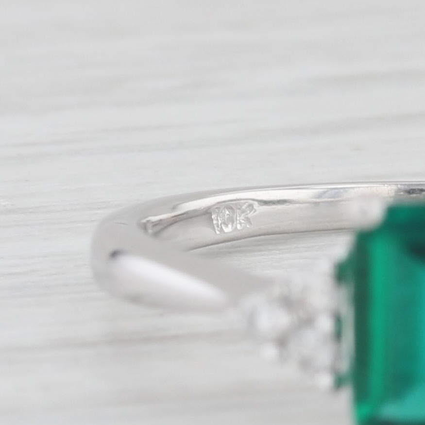Light Gray 0.81 ctw Emerald Diamond 10K White Gold Ring Size 7 Engagement
