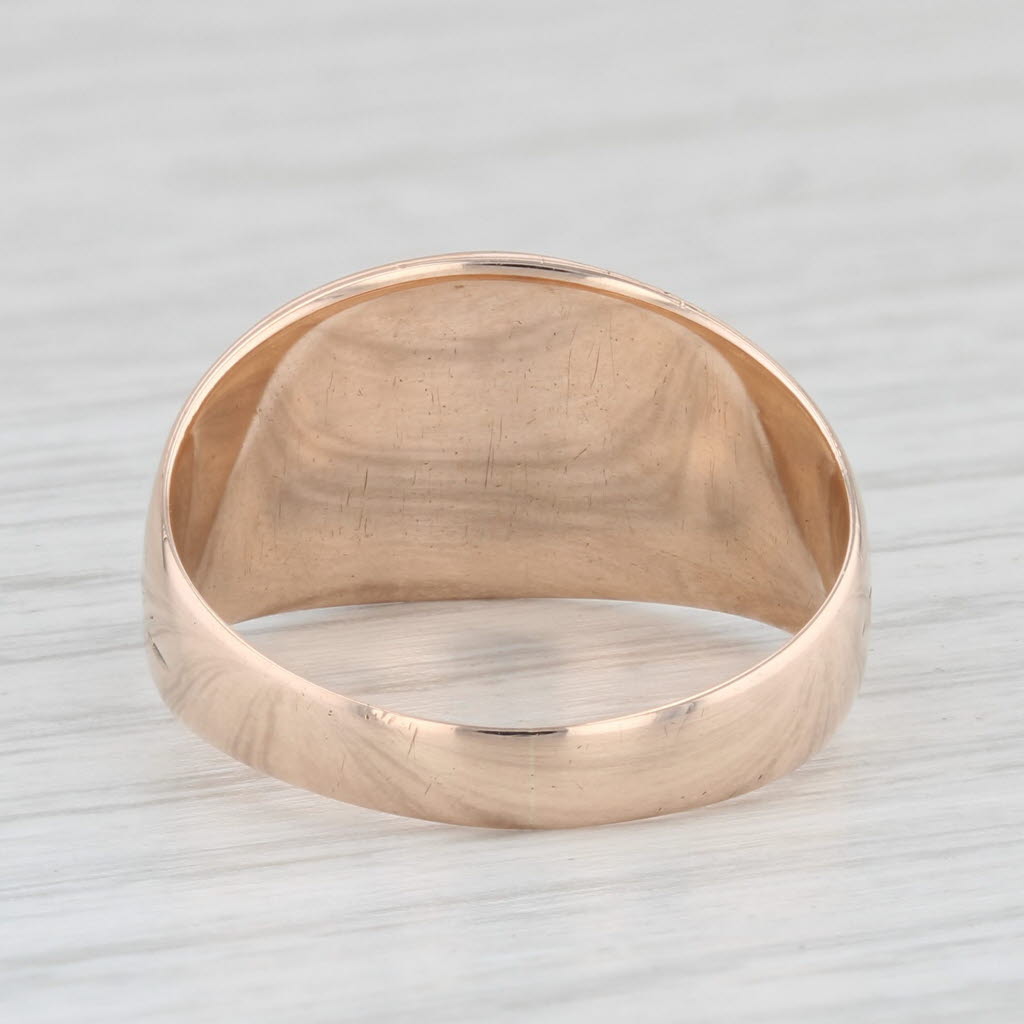 Light Gray Vintage Masonic Signet Ring 10k Gold Sz 9 Cigar Band Blue Lodge Square Compass