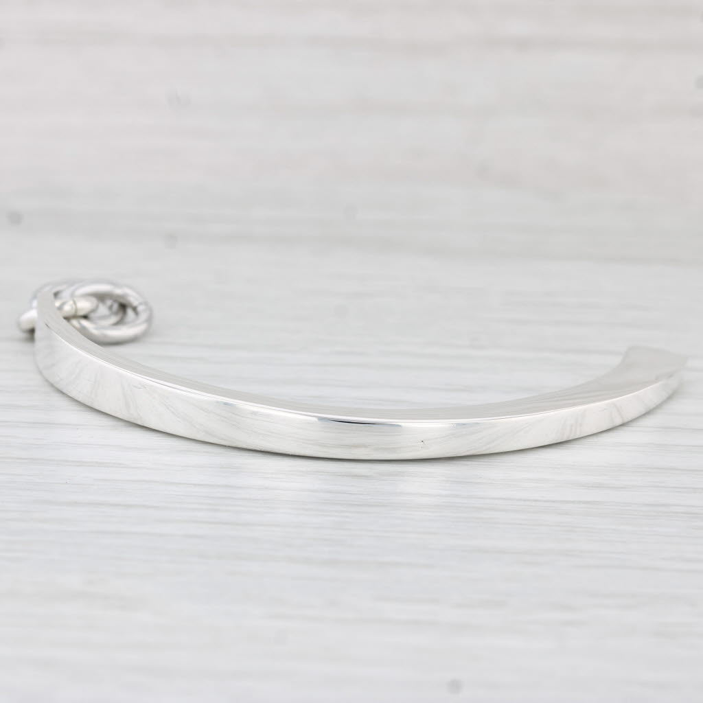 Light Gray Tapering Crescent Half Moon Pendant Sterling Silver Statement Mexico