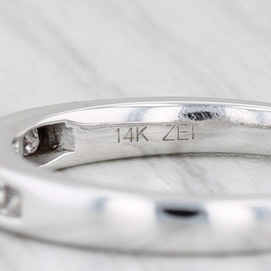 Light Gray 0.15ctw Diamond Wedding Band 14k White Gold Size 6 Stackable Ring