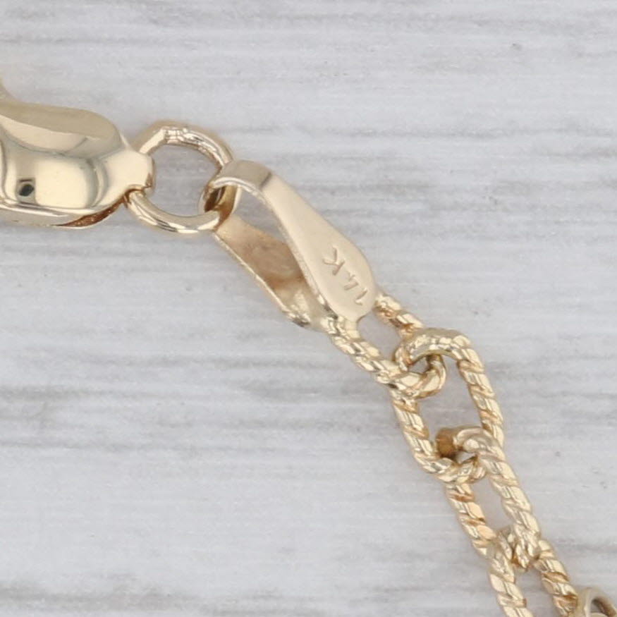Gray Nautical Themed Charm Bracelet 10k 14k Yellow Gold 7.5" Shell Turtle Seahorse