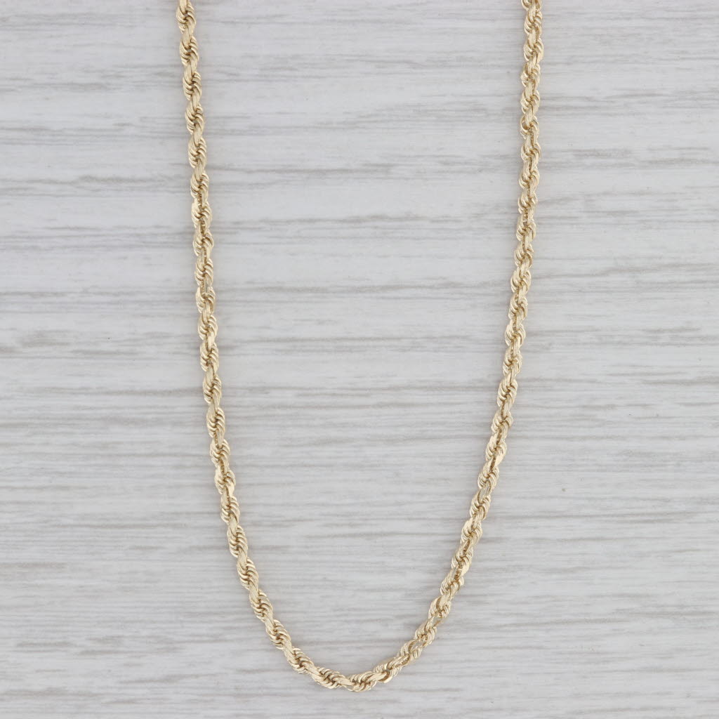 Gray Rope Chain Necklace 10k Yellow Gold 23.75" 2.3mm